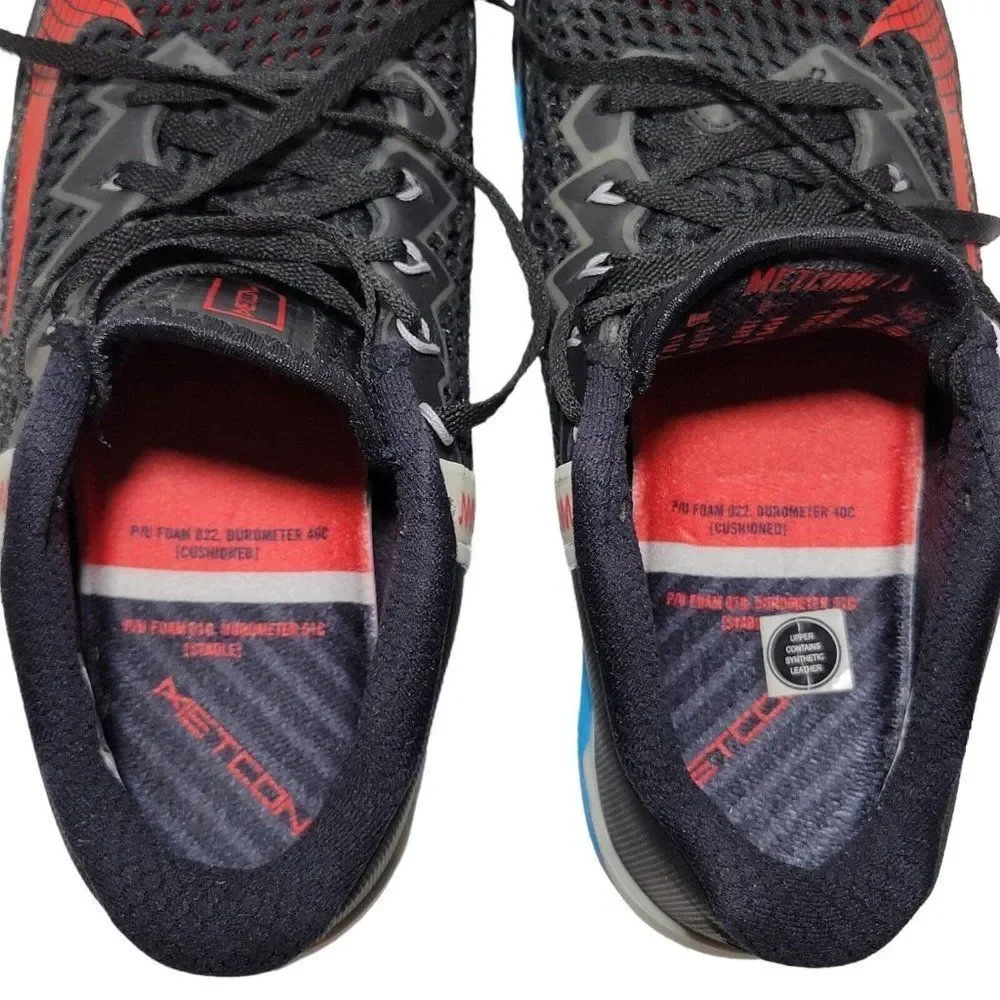 Nike Metcon 6 Training Shoes 7.5 Black Blue Red CK9388-070 Gym Athletic